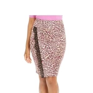 Thalia Sodi Pink Animal Print Stretch Scuba Knit  Skirt w/Lace Accent SIZE LARGE